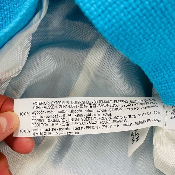 Zara Cropped Textured Double Breasted Blazer Size Small Turquoise - Picture 6 of 11